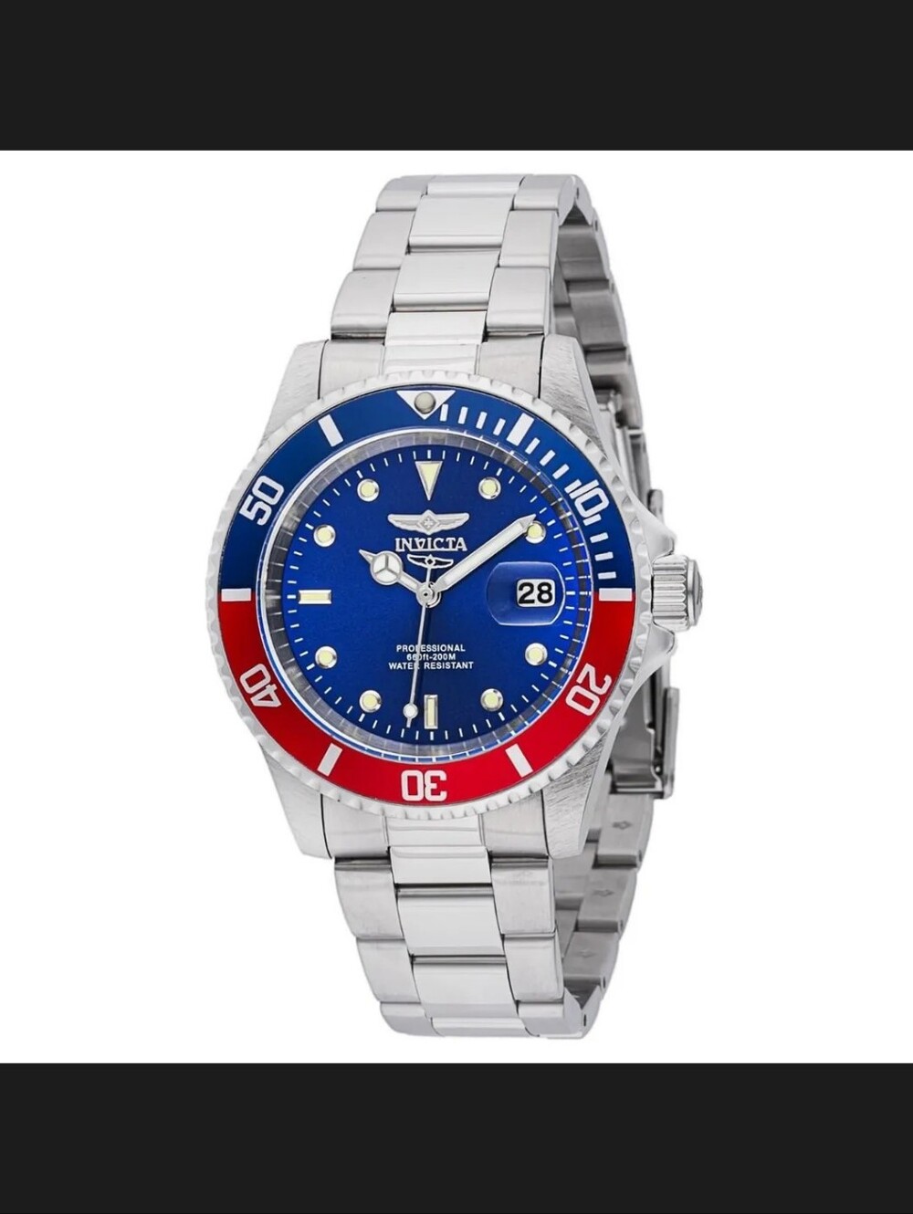 Invicta Men’s Stainless Steel Watch - Blue Dial & Red Bezel 40mm